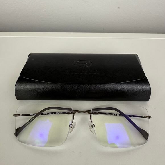 Stepper Eyewear Mens SI-83408 Titanium Gunmetal 55-17-140 Case Frame Glasses